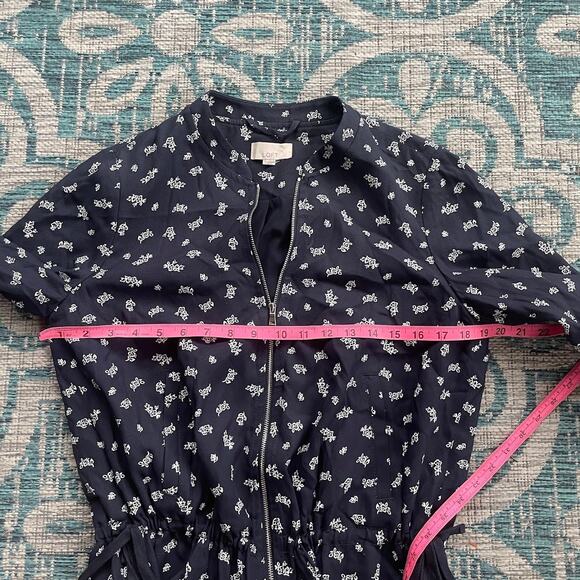 LOFT Navy Blue Floral Print Zip-Up‎ Bomber Jacket - Size S - Picture 7 of 8
